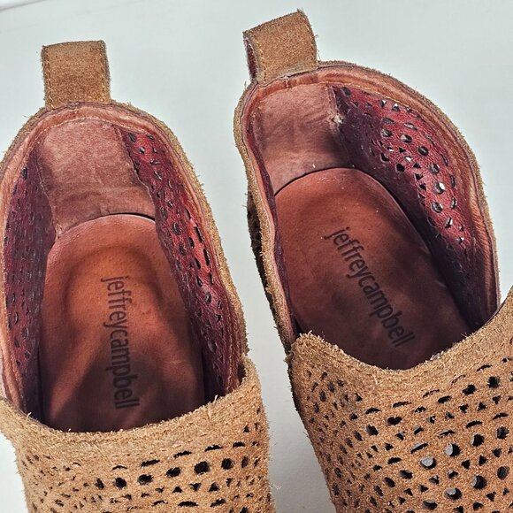 Jeffrey Campbell Rosalee Suede Perforated Ankle Booties Laser Cut Brown Size 8.5 - Picture 6 of 12